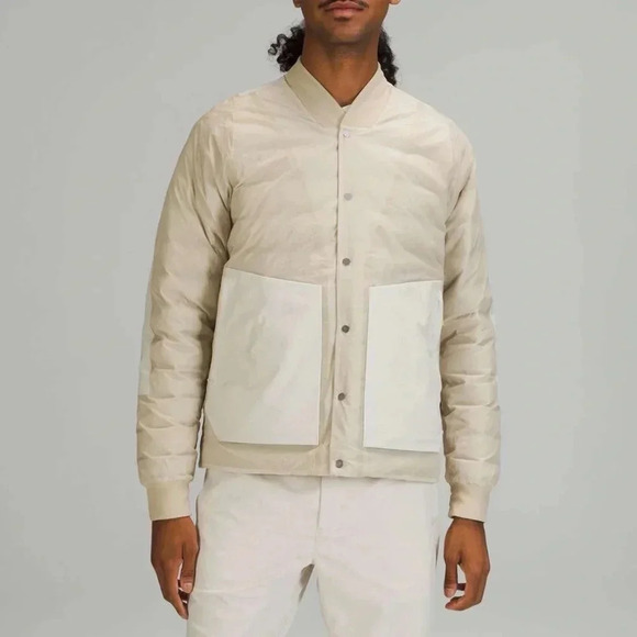 Lululemon lab Down Filled Jacket Coat Bomber Parka Quilted Cream Women's XS - Picture 1 of 17